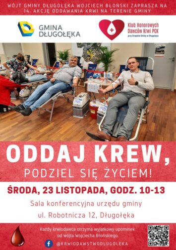 14. akcja oddawania krwi już 23 listopada w Urzędzie Gminy