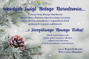 Wesołych Świąt Bożego Narodzenia życzy Wojciech Błoński – Wójt Gminy Długołęka