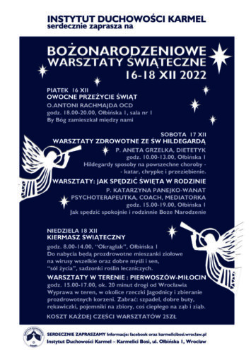 Warsztaty i kiermasz świąteczny u karmelitów bosych