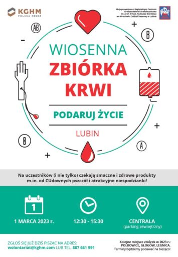 Oddaj krew i pomóż – KGHM zaprasza na zbiórkę krwi 1 marca