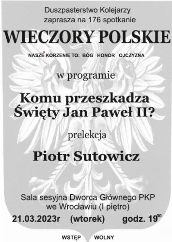 Duszpasterstwo Kolejarzy zaprasza na Wieczory Polskie