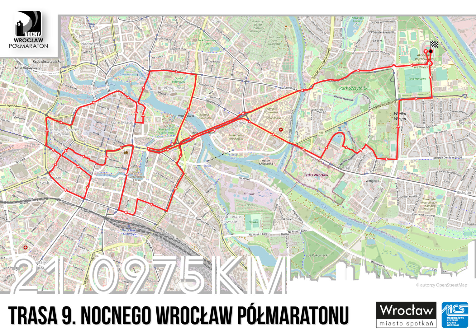 Mapa Półmaraton Wrocław 2023