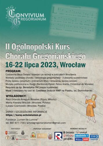 Kurs Chorału Gregoriańskiego Convivium Gregorianum 2023