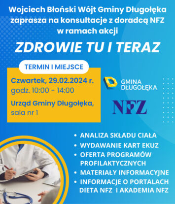 Konsultacje z doradcą NFZ w ramach akcji „Zdrowie tu i teraz” w Urzędzie Gminy Długołęka
