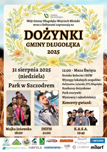 Dożynki Gminy Długołęka już 31 sierpnia w Parku w Szczodrem
