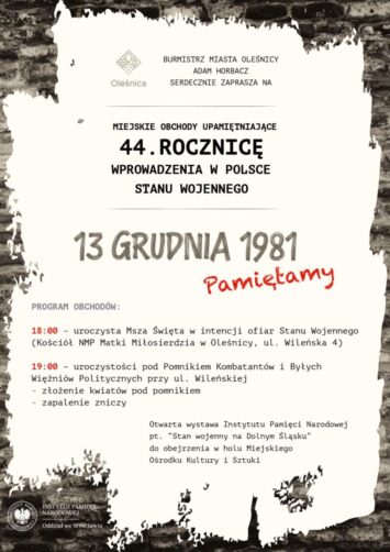Oleśnica upamiętni 44. rocznicę wprowadzenia stanu wojennego