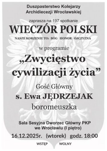 Duszpasterstwo Kolejarzy zaprasza na Wieczór Polski