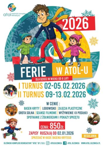Oleśnica: Ferie w ATOL-u zimowy wypoczynek  dla dzieci i młodzieży