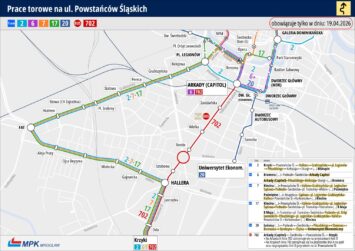Remont torów na Powstańców Śląskich. Zmiany w kursowaniu komunikacji miejskiej 19 kwietnia