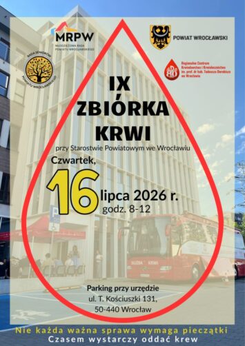 Dołącz do IX Zbiórki Krwi przy Starostwie Powiatowym we Wrocławiu