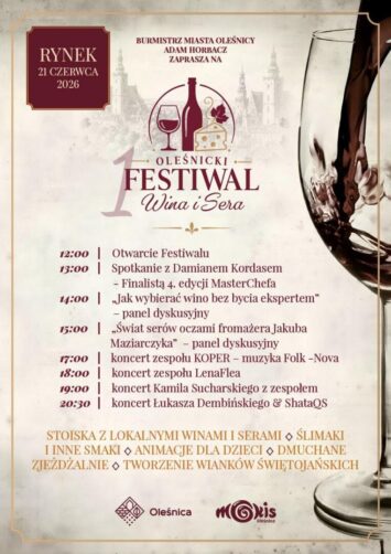 Pierwszy Festiwal Wina i Sera w Oleśnicy już 21 czerwca
